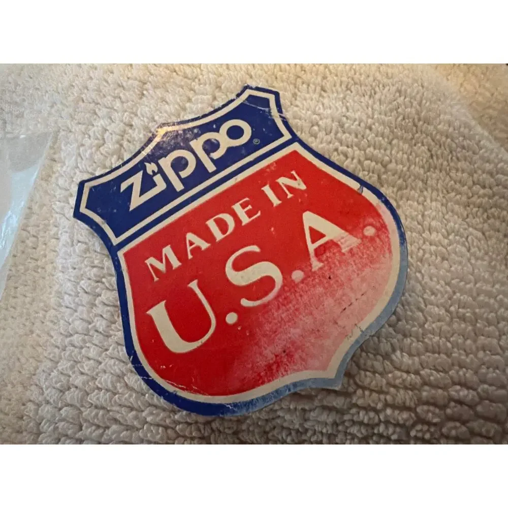Vintage Zippo Made in USA Shield Decal Sticker Original Red White Blue 2.5